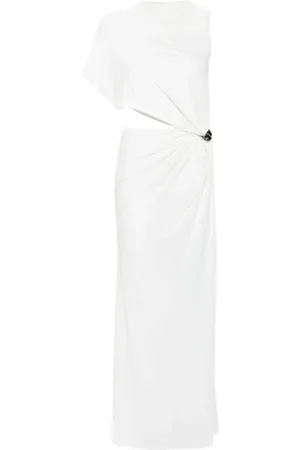 Courrèges Femme, Robes, Blanc, Taille: 38 FR Robe Colonne Asymétrique avec Détails Découpés