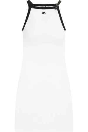 Courrèges Femme, Robes, Blanc, Taille: 38 FR Mini-robe à contraste et boucle