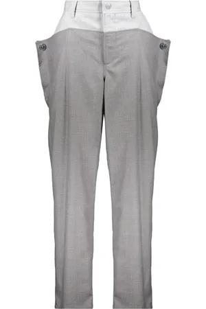 Burberry Homme, Pantalons, Gris, Taille: L Pantalon en laine avec boutons logo