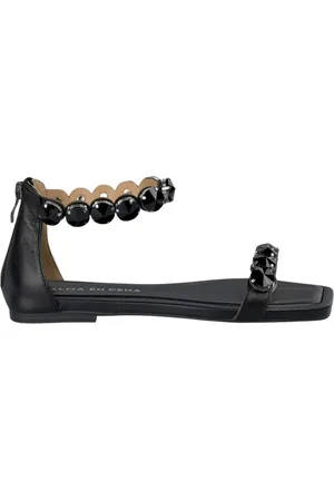 Alma en Pena Femme, Chaussures, Noir, Taille: 42 EU Sandal flat sangles détail