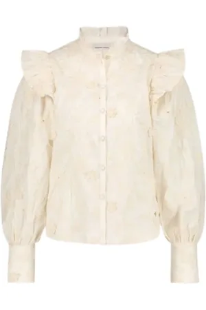 Fabienne Chapot Femme, Blouses et Chemises, Blanc, Taille: 36 FR Chemisier en Popeline de Coton Brodé