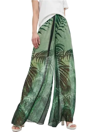 Guess Femme, Pantalons, Vert, Taille: 38 FR Pantalon Large Roxan