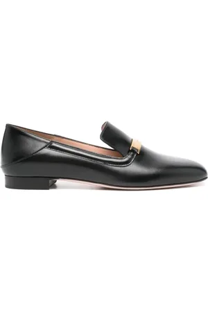 Bally Femme, Chaussures, Noir, Taille: 39 EU Chaussures plates noires en cuir avec talon empilé