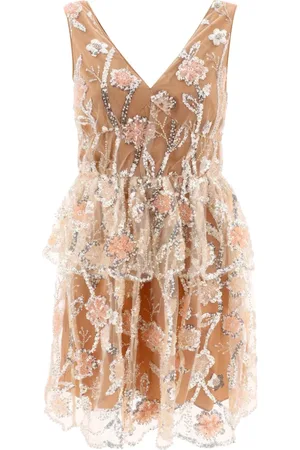 Self-Portrait Femme, Robes, Multicolore, Taille: 38 FR Robe Fleurie à Sequins