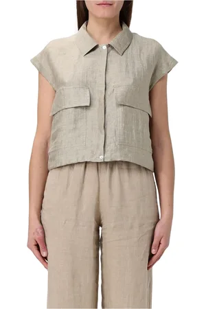 FAY Femme, Blouses et Chemises, Gris, Taille: 38 FR Chemisier Crop Sans Manches