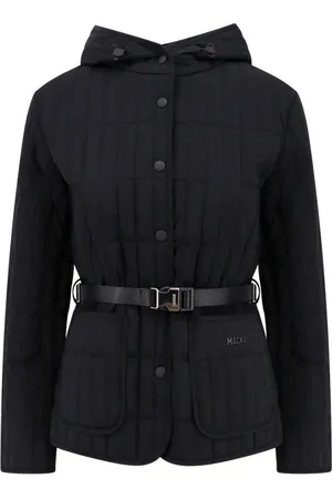 Mackage Femme, Vestes, Noir, Taille: 36 FR Veste Noire à Capuche avec Écusson Logo