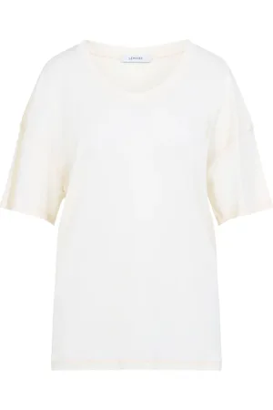 LEMAIRE Femme, Tops, Blanc, Taille: 40 FR T-shirt en coton côtelé
