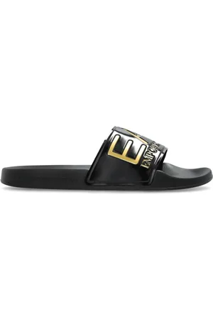 EA7 Homme, Chaussures, Noir, Taille: 40 EU Logo Slides
