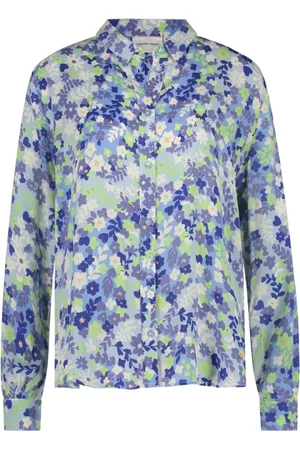 Fabienne Chapot Femme, Blouses et Chemises, Bleu, Taille: 42 FR Blouse Fleurs Éclatantes Bleues