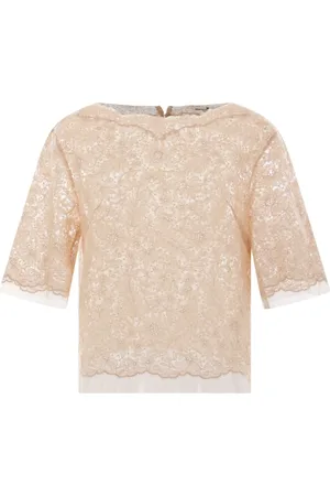 ERMANNO SCERVINO Femme, Tops, Rose, Taille: 40 FR Haut en dentelle florale à encolure bateau