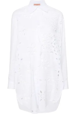 ERMANNO SCERVINO Femme, Blouses et Chemises, Blanc, Taille: 38 FR Chemise Broderie Anglaise