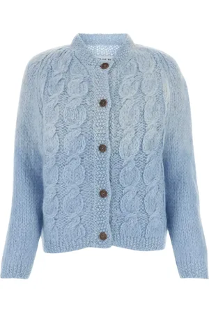 Maison Margiela Femme, Pulls, Bleu, Taille: 38 FR Cardigan Bleu Clair en Mélange de Mohair