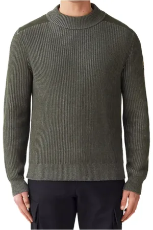 Belstaff Homme, Pulls, Vert, Taille: L Pull Vert Lupetto en Laine-Coton Modèle Stanley