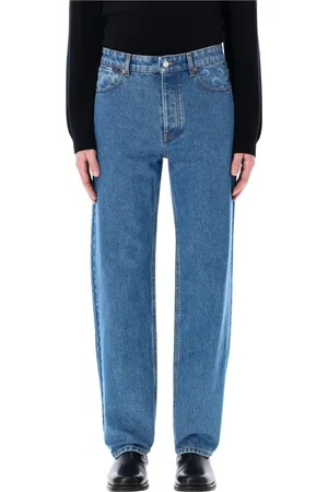 Marine Serre Homme, Jeans, Bleu, Taille: L Jean Loose en Denim Laser Lune Bleu Clair