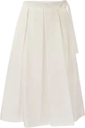 Max Mara Femme, Jupes, Blanc, Taille: 42 FR Donata Jupe Plissée en Popeline de Coton