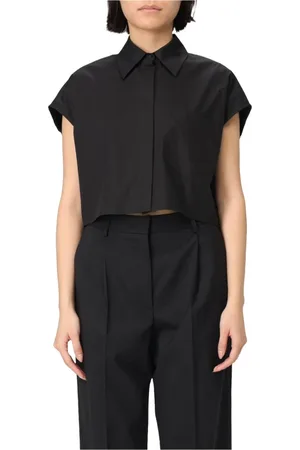 Dondup Femme, Blouses et Chemises, Noir, Taille: 38 FR Chemise en Macramé en Coton Col Classique