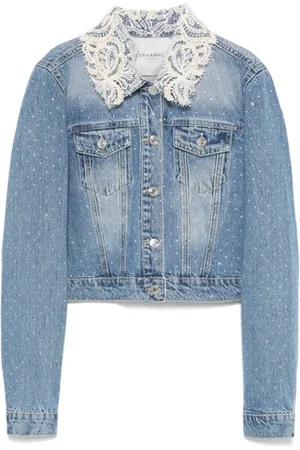 ERMANNO SCERVINO Femme, Vestes, Bleu, Taille: 38 FR Veste en jean bleue avec applications de strass