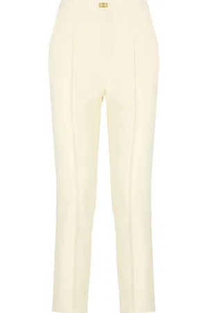 Elisabetta Franchi Femme, Pantalons, Jaune, Taille: 36 FR Pantalon Crêpe avec Poches Avant