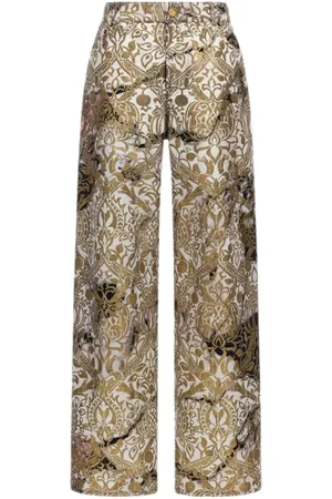 Roberto Cavalli Femme, Pantalons, Multicolore, Taille: 42 FR Pantalon Imprimé Marbre Or Femme