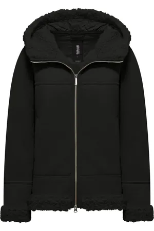 Bomboogie Femme, Vestes, Noir, Taille: 38 FR Veste en cuir à capuche avec éco-fourrure