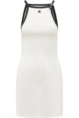 Courrèges Femme, Robes, Blanc, Taille: 40 FR Robe Contrastée à Boucle