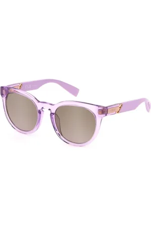 Furla Femme, Accessoires, Violet, Taille: ONE Size Lunettes de soleil violettes à verres dorés miroir