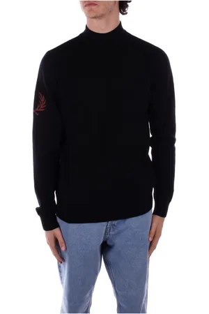 Fred Perry Homme, Pulls, Noir, Taille: M Pull à Col Montant Logo