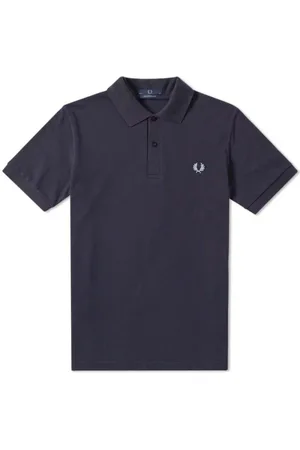 Fred Perry Homme, Tops, Bleu, Taille: S Polo Uni Original Bleu Marine Glacé