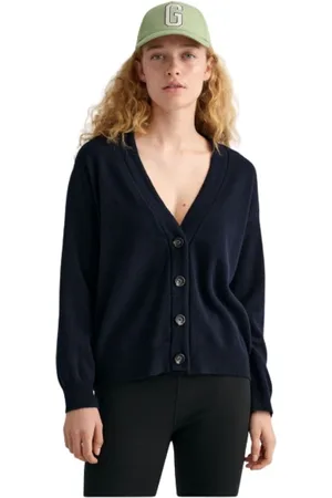 GANT Femme, Pulls, Bleu, Taille: 38 FR Gilet en laine boutonnée