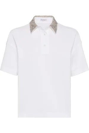 Brunello Cucinelli Femme, Tops, Blanc, Taille: 44 FR Polo