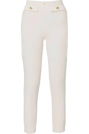 Elisabetta Franchi Femme, Pantalons, Blanc, Taille: 42 FR Pantalon droit cheville polyester