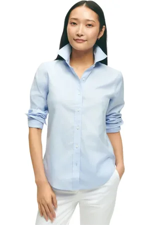 Brooks Brothers Femme, Blouses et Chemises, Bleu, Taille: 38 FR Chemise Pinpoint Stretch Supima Infroissable Coupe Classique