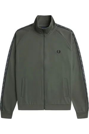 Fred Perry Homme, Sweatshirts et sweats à capuche, Vert, Taille: 2XL Veste de survêtement Contrast Tape Track Field