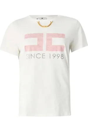 Elisabetta Franchi Femme, Tops, Blanc, Taille: 44 FR T-Shirt