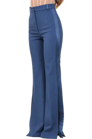 Elisabetta Franchi Femme, Pantalons, Bleu, Taille: 42 FR Pantalon élégant bleu avec ligne smoking