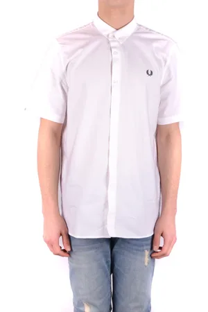Fred Perry Homme, Chemises, Blanc, Taille: S Chemise à Manches Courtes