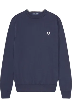 Fred Perry Homme, Sweatshirts et sweats à capuche, Bleu, Taille: 2XL Pull ras du cou classique