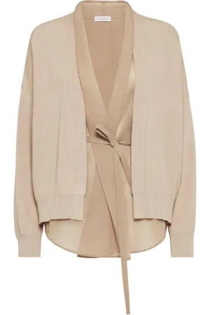Brunello Cucinelli Femme, Pulls, Brun, Taille: 40 FR Cardigan Superposé