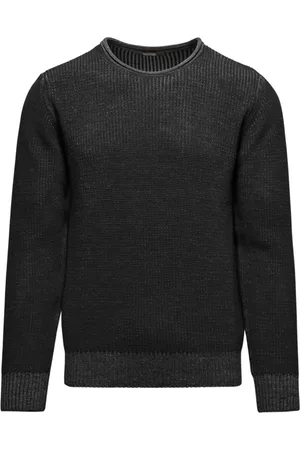 Bomboogie Homme, Pulls, Noir, Taille: XL Pull Ras du Cou en Laine Mélangée Côtelée