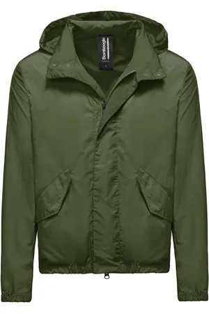 Bomboogie Homme, Vestes, Vert, Taille: 2XL Blouson Bomber Déperlant en Nylon Froissé Non Doublé