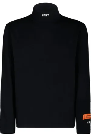 Heron Preston Homme, Pulls, Noir, Taille: L T-shirt à Patch Logo Noir avec Manches Longues