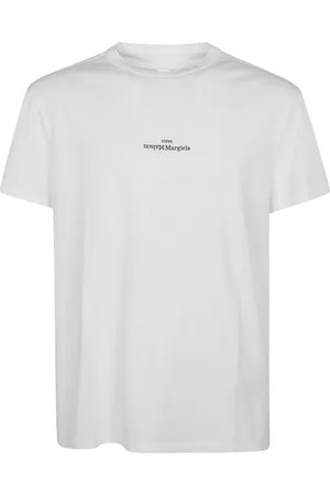 Maison Margiela Homme, Tops, Blanc, Taille: XL T-Shirt Logo Distordu
