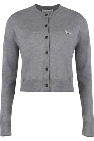 Maison Kitsuné Femme, Pulls, Gris, Taille: 42 FR Cardigan en Laine