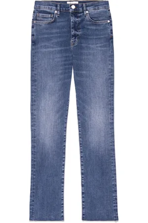 Frame Femme, Jeans, Bleu, Taille: W29 Jean Droit Brut Taille Haute