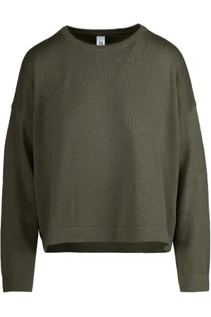 Bomboogie Femme, Pulls, Vert, Taille: 44 FR Pull doux en coton et lin à col rond