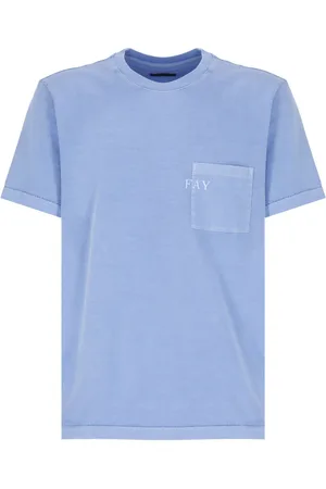 FAY Homme, Tops, Bleu, Taille: L T-shirt ras du cou avec poche