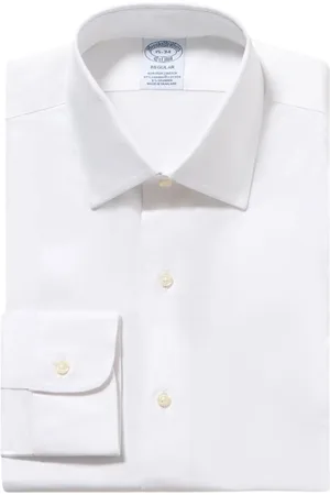 Brooks Brothers Homme, Chemises, Blanc, Taille: M Chemise Pinpoint Stretch Infroissable Coupe Standard avec Col Ainsley
