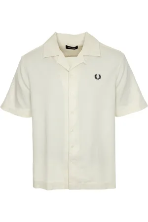 Fred Perry Homme, Chemises, Blanc, Taille: S Chemise Texturée Piqué à Col Revers