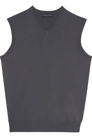 Brooks Brothers Homme, Pulls, Gris, Taille: S Gilet Pull en Coton Gris Foncé