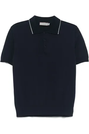 CANALI Homme, Tops, Bleu, Taille: XL Polo en coton à manches courtes